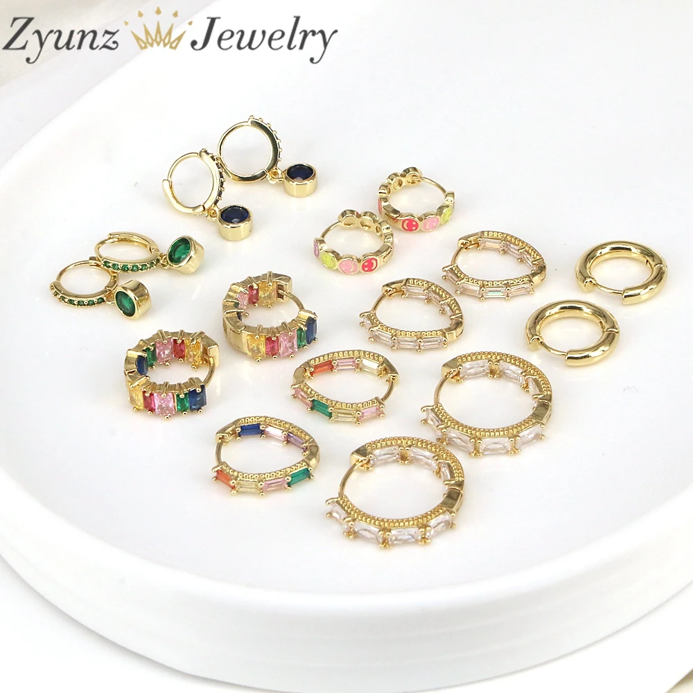 

5 Pairs, Rainbow color Zircon Hoop Earrings for Women Gold Green Clear Gold Hoop Earrings Jewelry New Arrival 2023