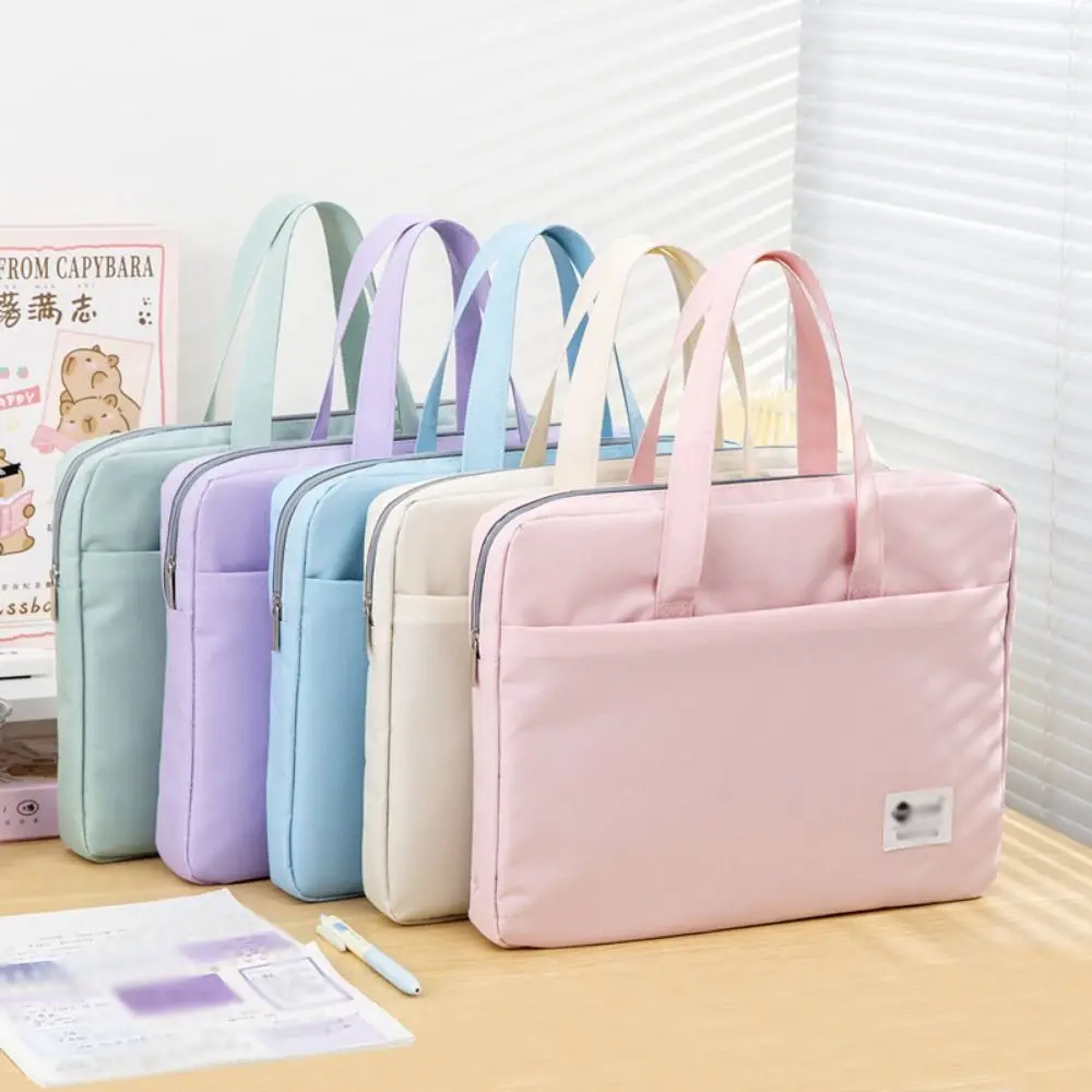 Large Capacity Document Storage Bag Oxford Cloth Double Layer Book Storage Bag Waterproof with Handle Minimalist File Folder