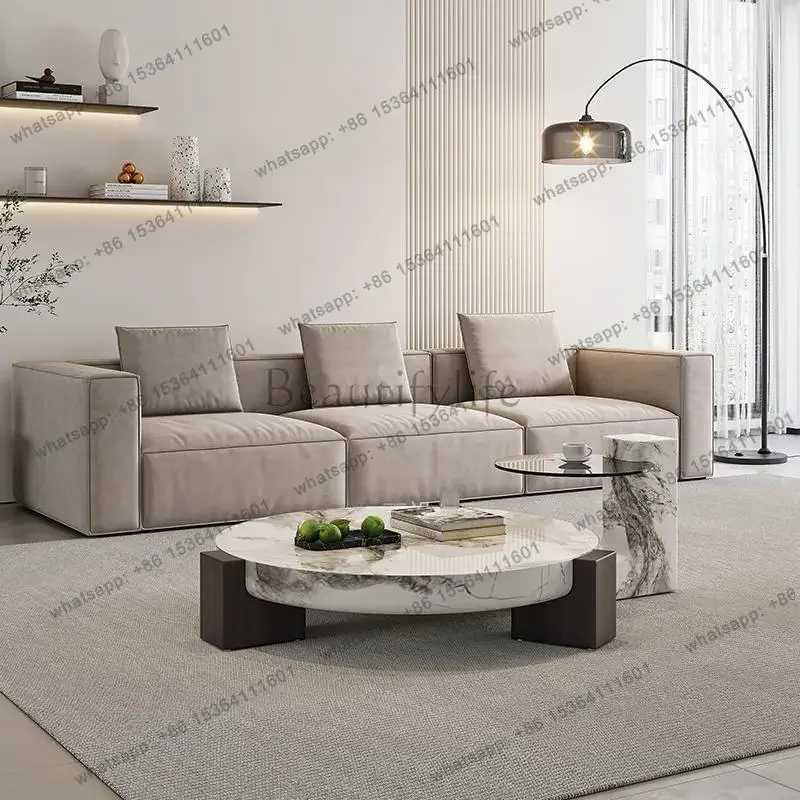 FGAsh Wood & Marble Nesting coffee Tables, Luxury High-Low Round Set for Any Space, Heat & Scratch Resistant, Customizable