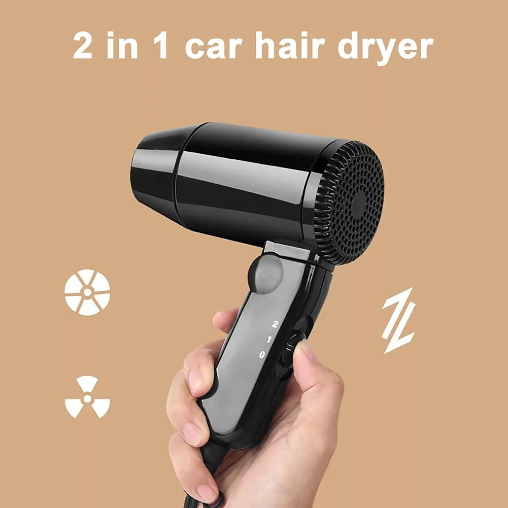 6x12cm 2.36x4.72inch 12V Hair Dryer Compact Portable Hair Dryer For Cars Car Hair Dryer 1.2 Meters Power Cable