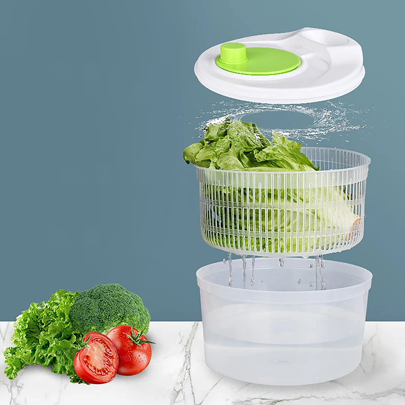 Hot Sale Vegetable Dehydrator Salad Manual Spin Dryer Kitchen Sink Fruit Drainage Lettuce Washer Strainer Bowl Gadget Tool