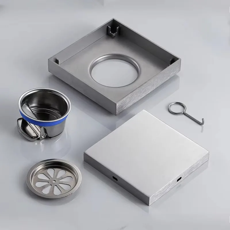 Thickened 304 Stainless Steel Floor Drain, Brick Inlaid Hidden Anti-Odor Floor Drain for Bathroom Hotel