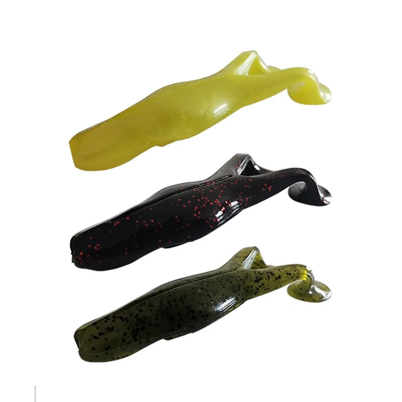 

Weihai Factory Lutac 105mm 14.6g Sinking Water Artificial Soft Frog Lure Double Tails Good Sale Soft Bait