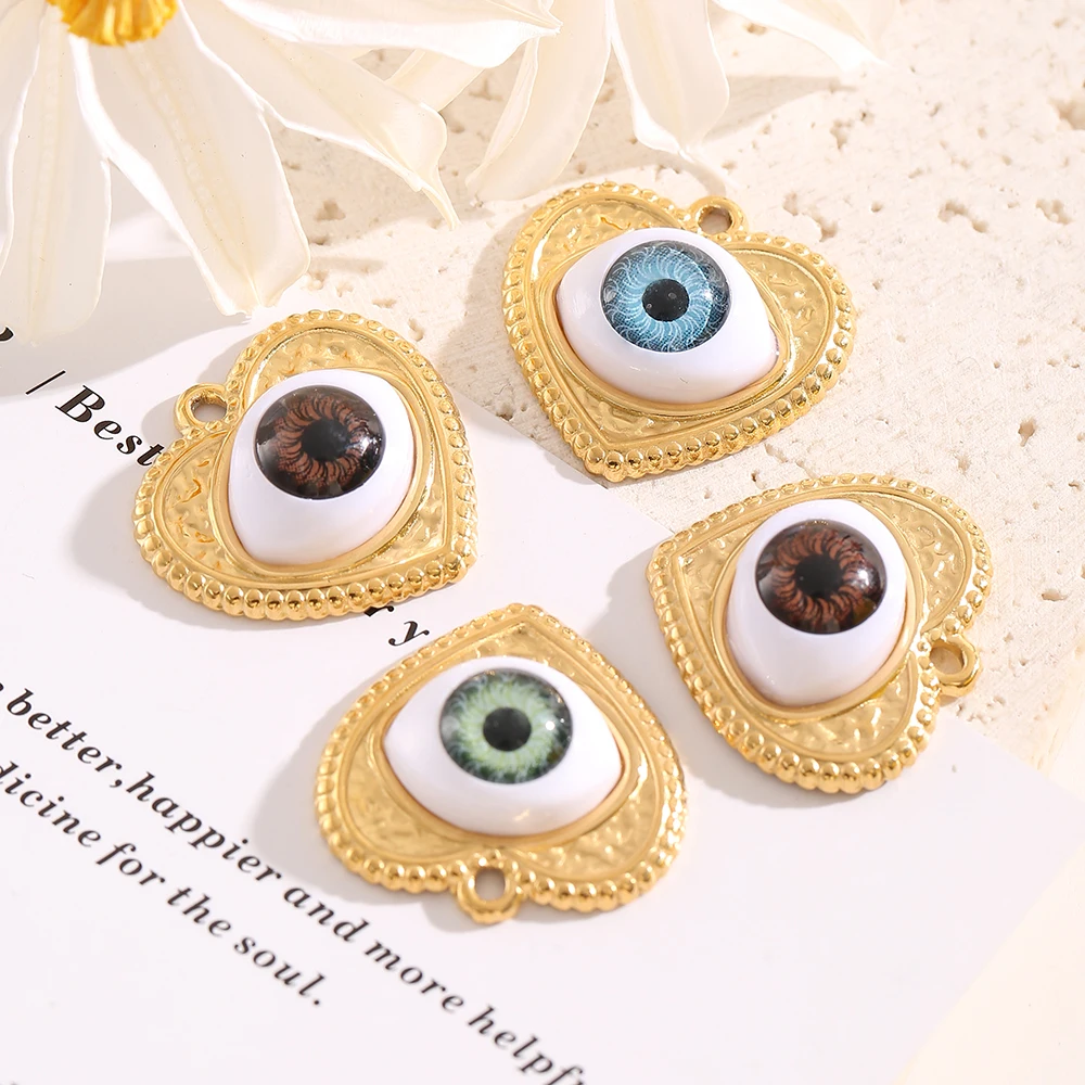 

1-3PCS Gold Plated Heart Evil Eye Charms Multi-Color Eye Pendants for DIY Necklace Bracelet Jewelry Making Wholesale Supplies