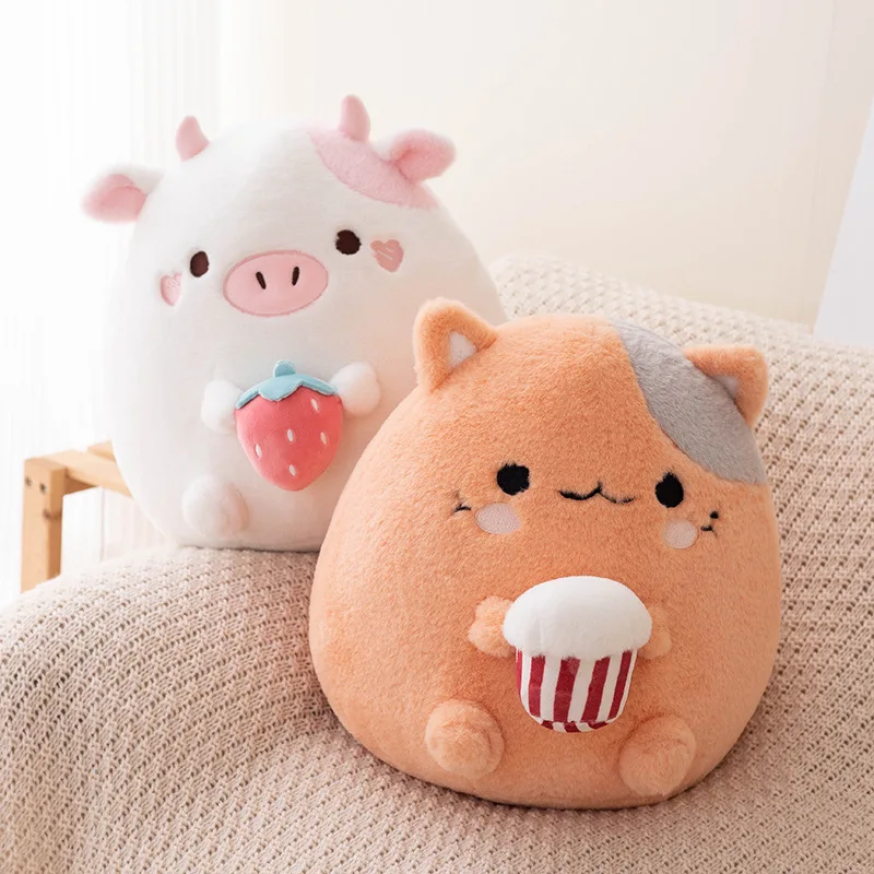 

32cm Cute Chubby Cow Cat Plush Toys Kawaii Stuffed Animals Plushies Dolls Soft Huggable Pillow Nice Birthday Gifts Home Decor