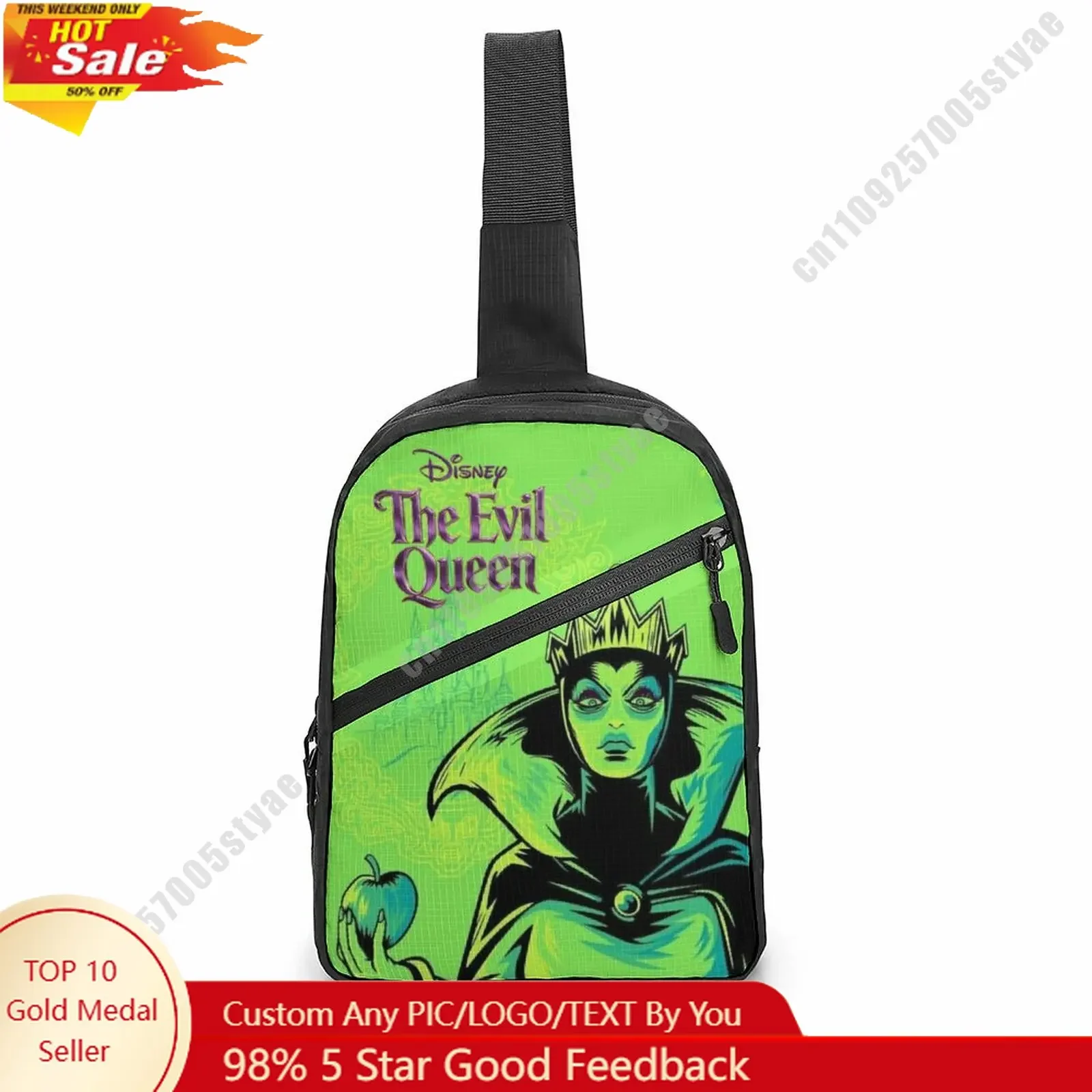 

The Evil Queen Chest Bag Disney Customized Personalized Photos Text Logo Lightweight Travel Sling Waterproof Shoulder Bag