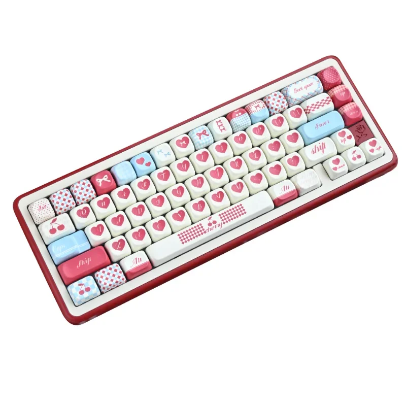 

Mint Cherry Valentine's Day Cute MOA Original Five-Sided Sublimation Customized Mechanical Keyboard