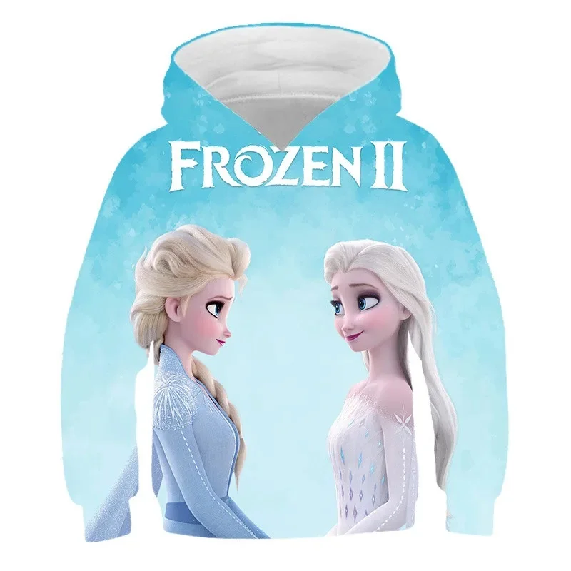 Frozen 2 Hoodies Elsa Princess Spring Autumn Girls Long Sleeves Sweatshirts Clothes Cartoon Casual Sport Hooded Tops 1-14 Years