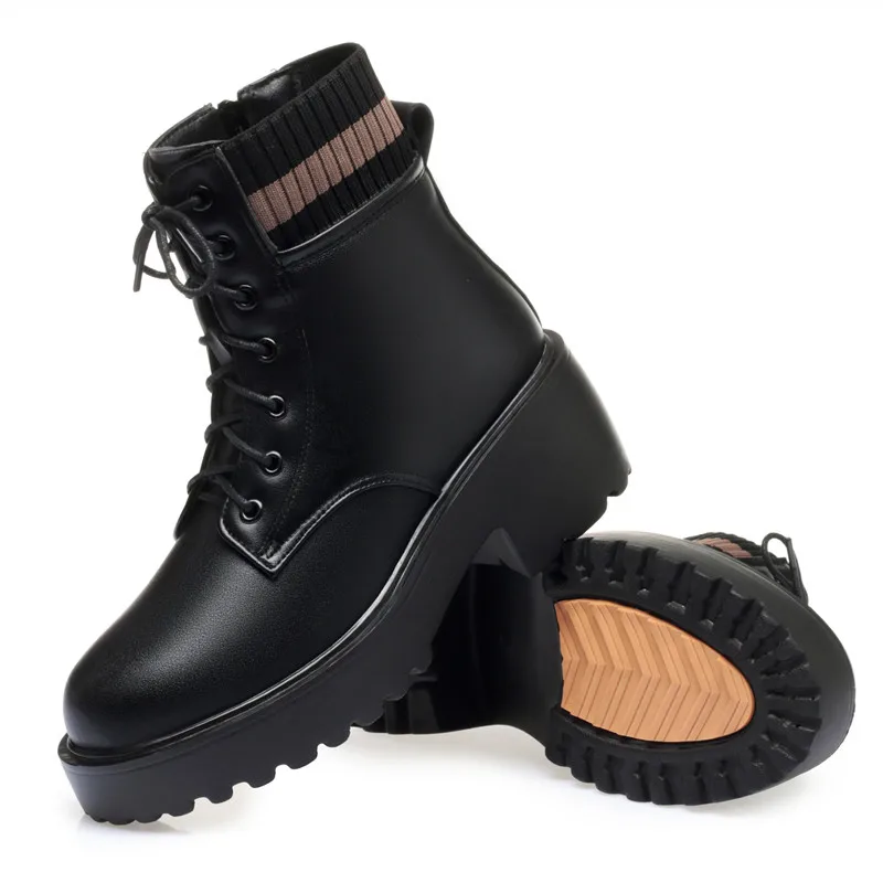 Aiyuqi botas de inverno femininas tamanho grande moda lã quente couro genuíno meias botas antiderrapantes botas curtas femininas