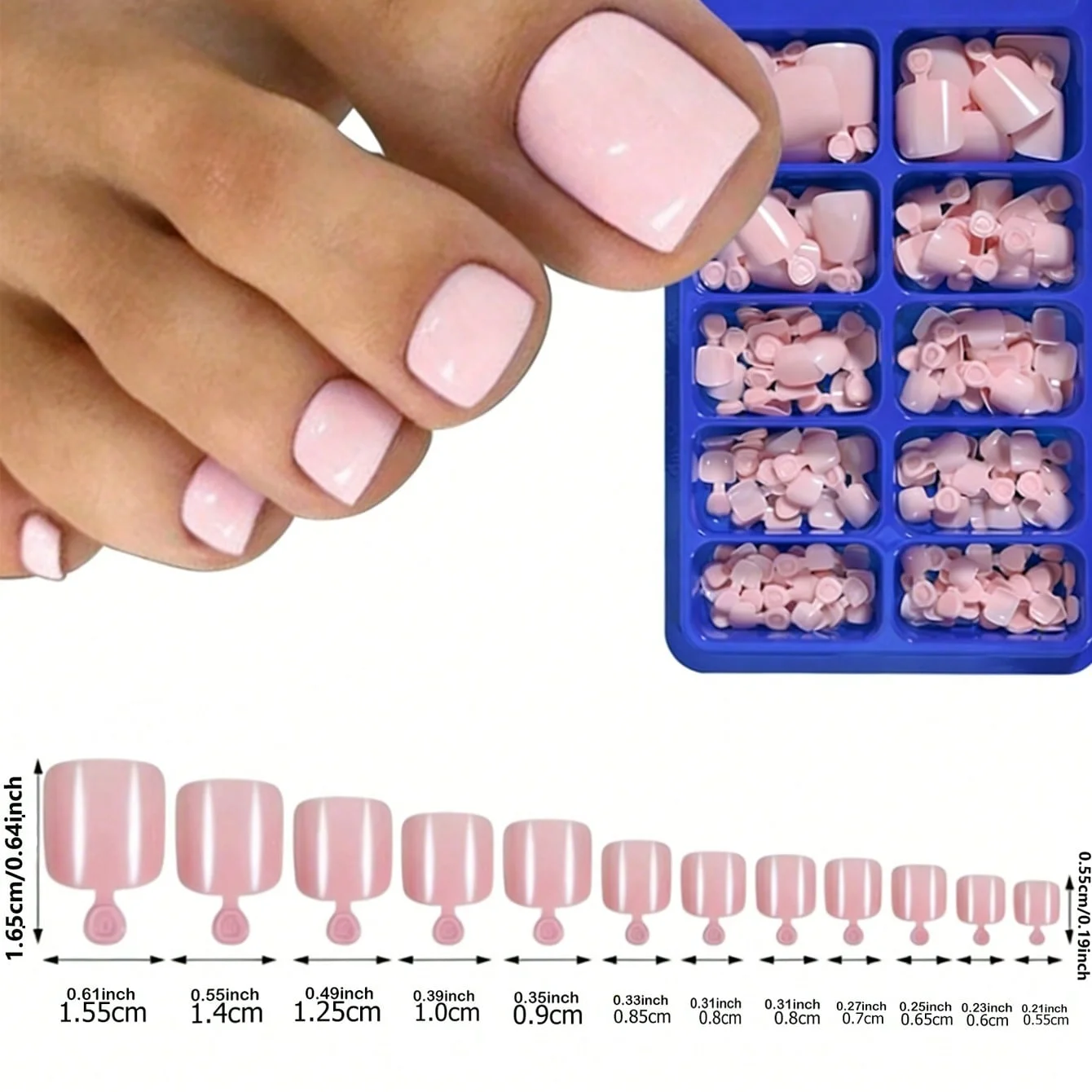 120 Stück künstliche Nägel, rosa, kurze, quadratische künstliche Nägel, geeignet für tägliche Ausflüge und Büroarbeit
