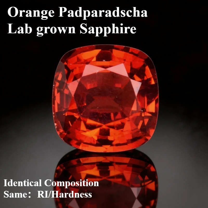 

Orange padparadscha lab grown sapphire Synthetic corundum cushion cut Gemstone big size for customization lab creat sapphire