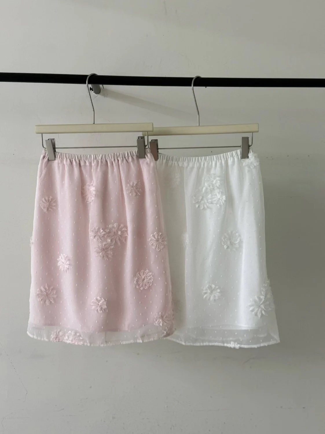 

High Waist Embroidered Heavy Work Flower Double Layered Chiffon Skirt Women's Straight Cut mid Length A-Line Half Body Skirt