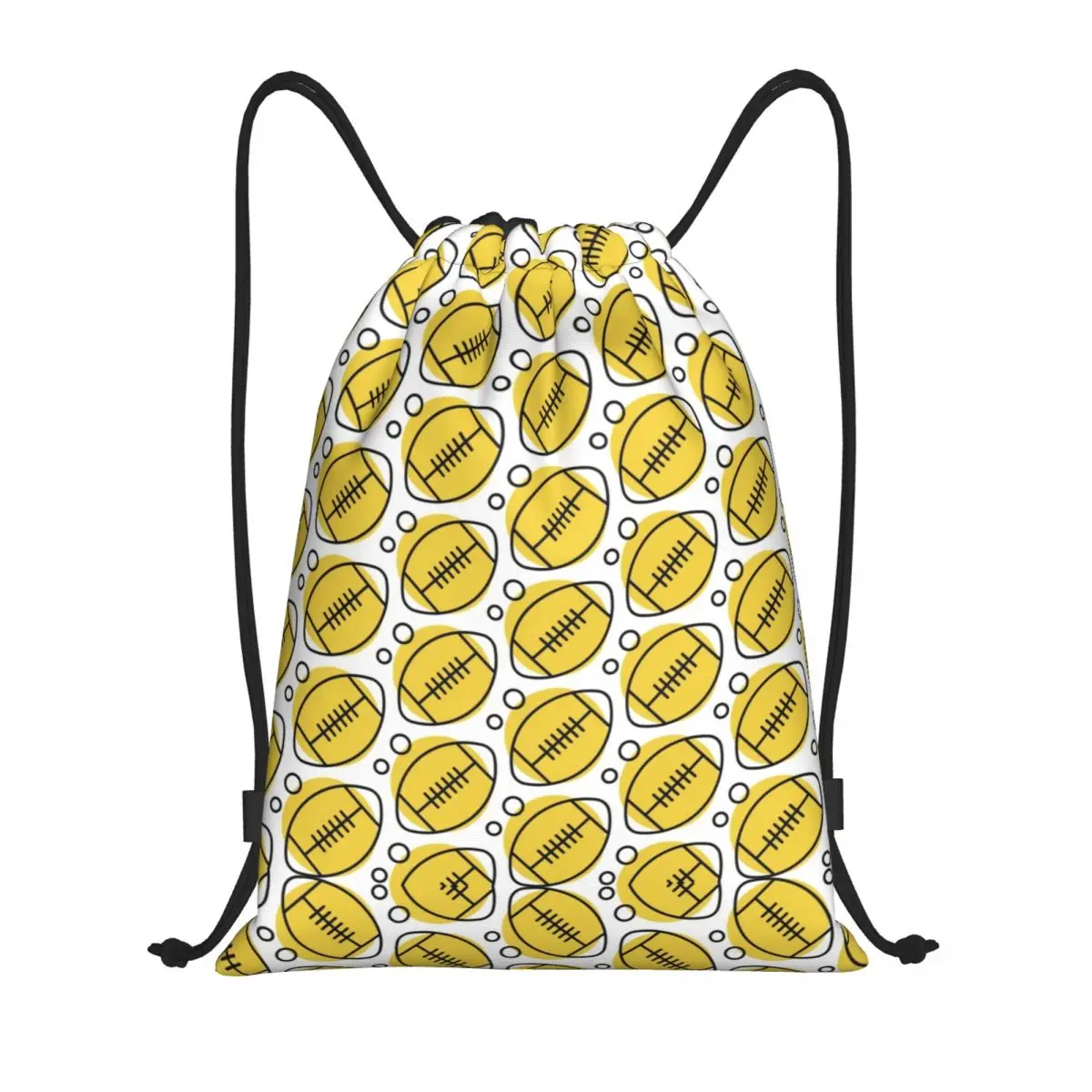 Zaino con coulisse modello Rugby giallo donna uomo Sport Gym Sackpack borsa per la spesa portatile