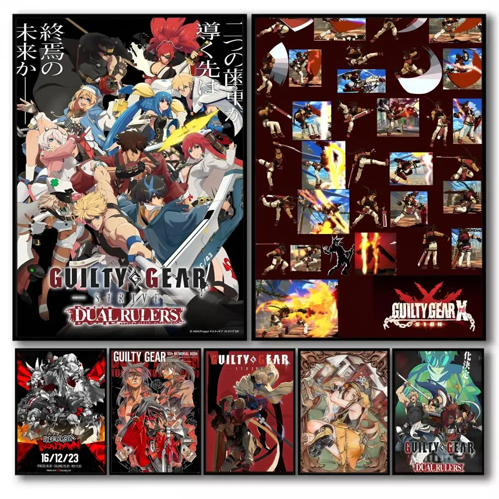 Guilty Gear Game Poster Sticky Wall Art Printing Waterproof Home Living Bed Room Aesthetic Decor