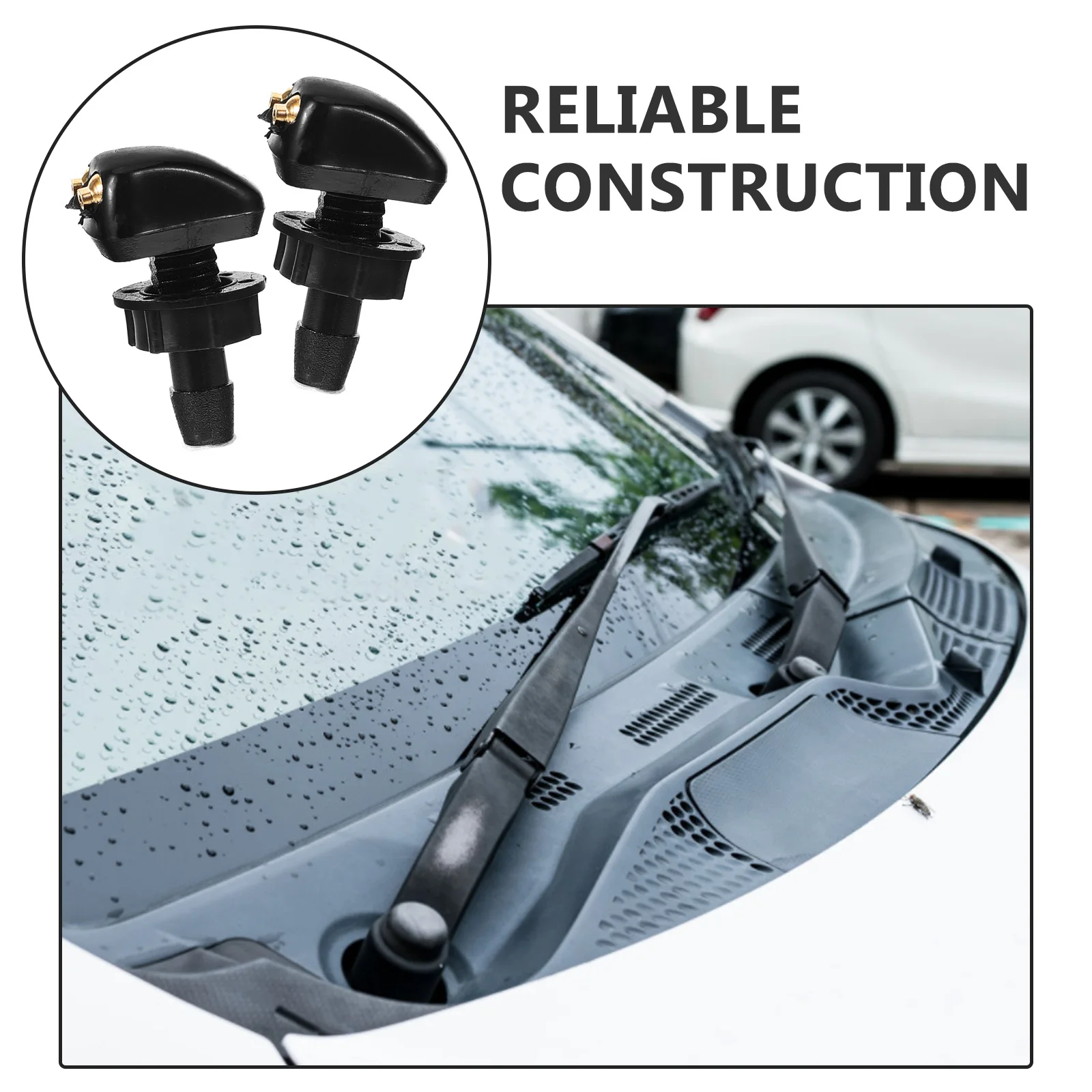 

2pcs Front Windshield Washer Spray Nozzles Replacement Durable Nylon Material Easy Install Weather Resistant Windshield Washer