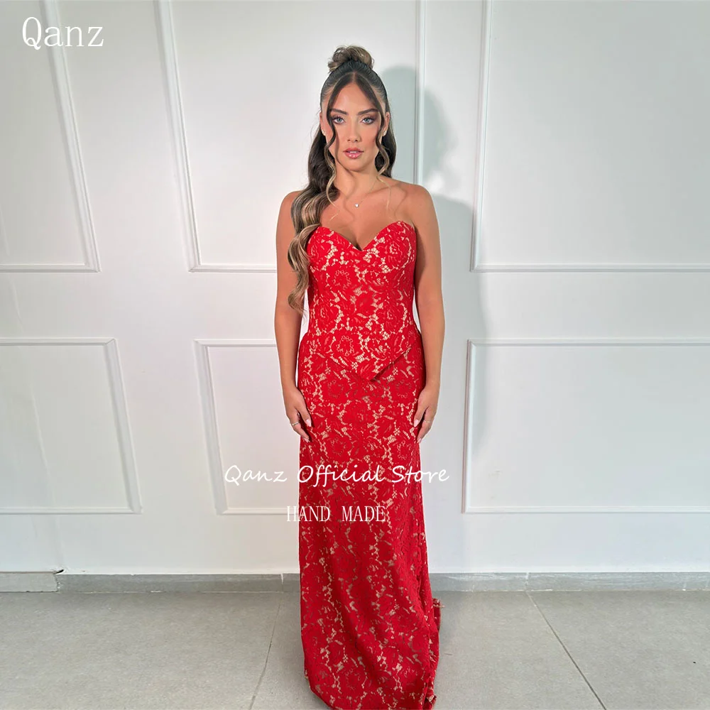 

Qanz красные кружевные вечерние платья Русалка Милая телесная Vestidos De Fiesta Elegantes вечерние платья с цветной подкладкой Woma по индивидуальному заказу