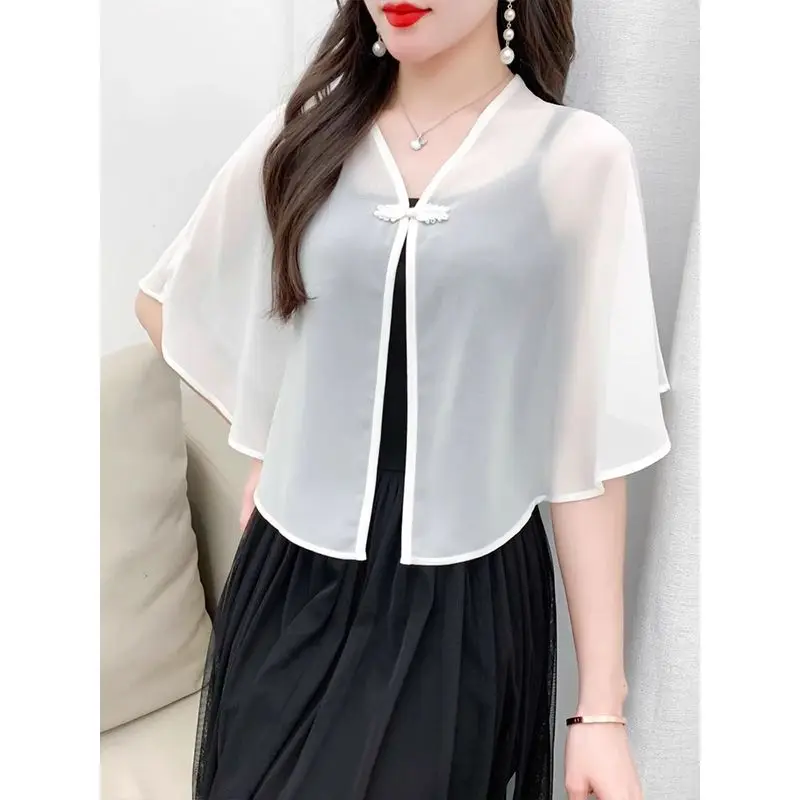 

Lightweight ell Cardigan Women's Outerwear Summer Lace irt Chiffon Svel Top with Strap White awl Small Cannon