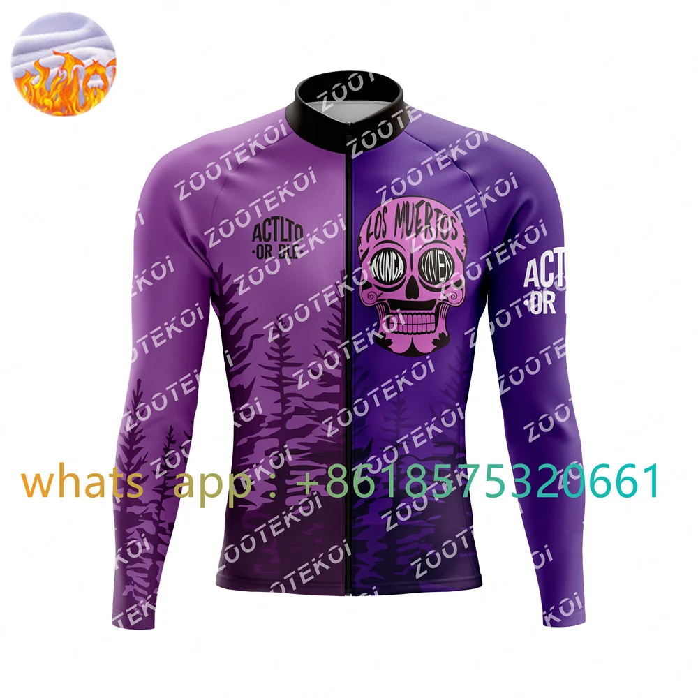 

ACTLTO OR DLE Team Cycling Jersey Men Winter Thermal Fleece Bicycle Clothing Triathlon Long Sleeve Maillot Ropa Ciclismo Hombre