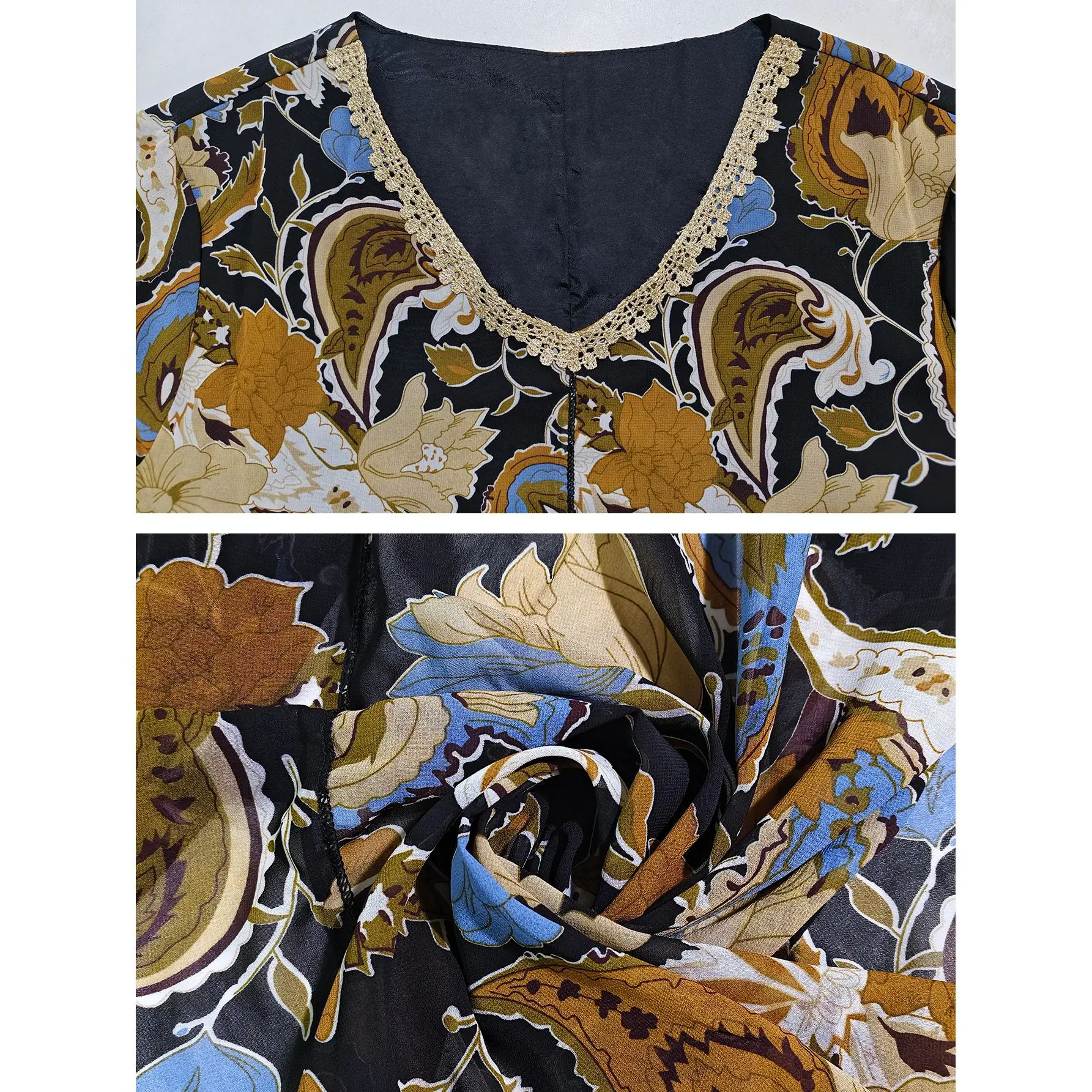 Medio Oriente Taglie forti Abbigliamento donna Abito musulmano Abito lungo Arabo Nuovo abito in chiffon allentato Cw94783