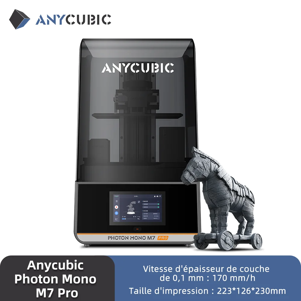 ANYCUBIC Photon Mono M7 Pro AE Version Imprimante 3D Mono MSLA 14K, 10.1 en effet, LCD, résine, vitesse jusqu'à 170mm, taille d'impression 223x126x230mm