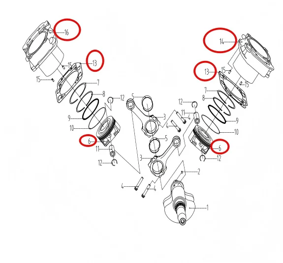 Original Front and Rear Cylinder With Sleeve Rear with Piston,Gasket For ODES Liangzi 1000cc 21050401201 21050401201 21040408902