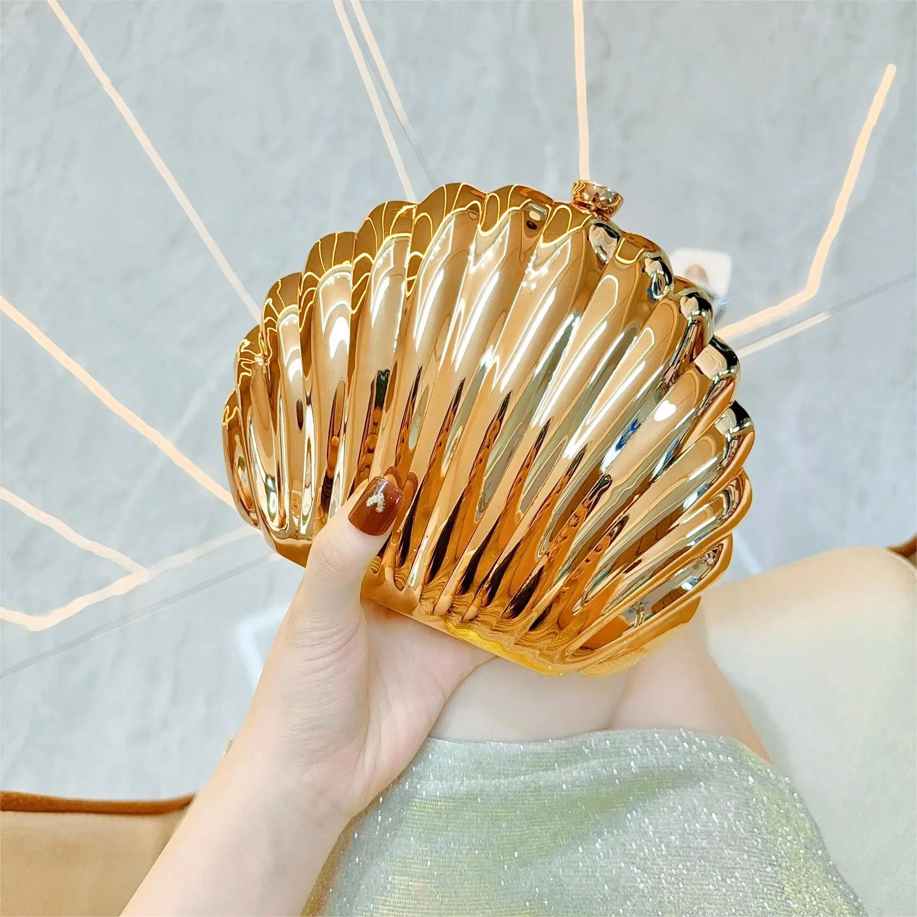 

Women's Acrylic Shell Bag Fashion Adult Girls Handheld Banquet Bag Ladies Candy Color Party Shoulder Bag