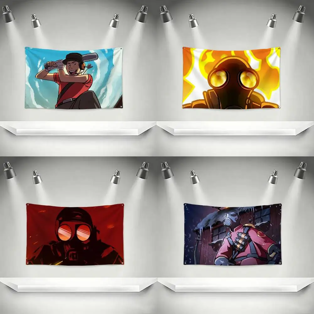 Team Fortress 2 Scout Pyro  Flags Wall Hanging Tapestry Outdoor Garage Room Decorative flag Background Blanket