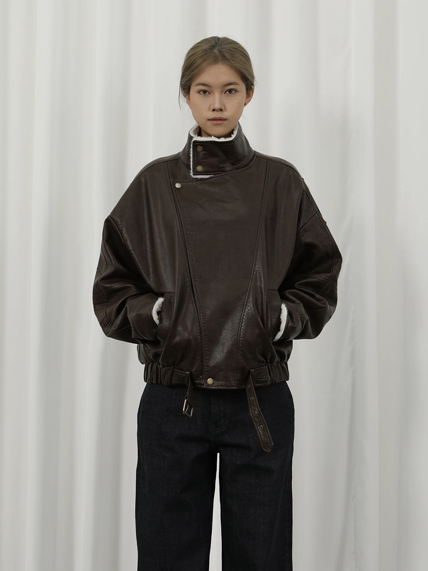 

Женская зимняя винтажная куртка-бомбер Fce Lined Ort с меховым воротником, свободного кроя, теплая, комфортная, с подкладкой из полиэстера