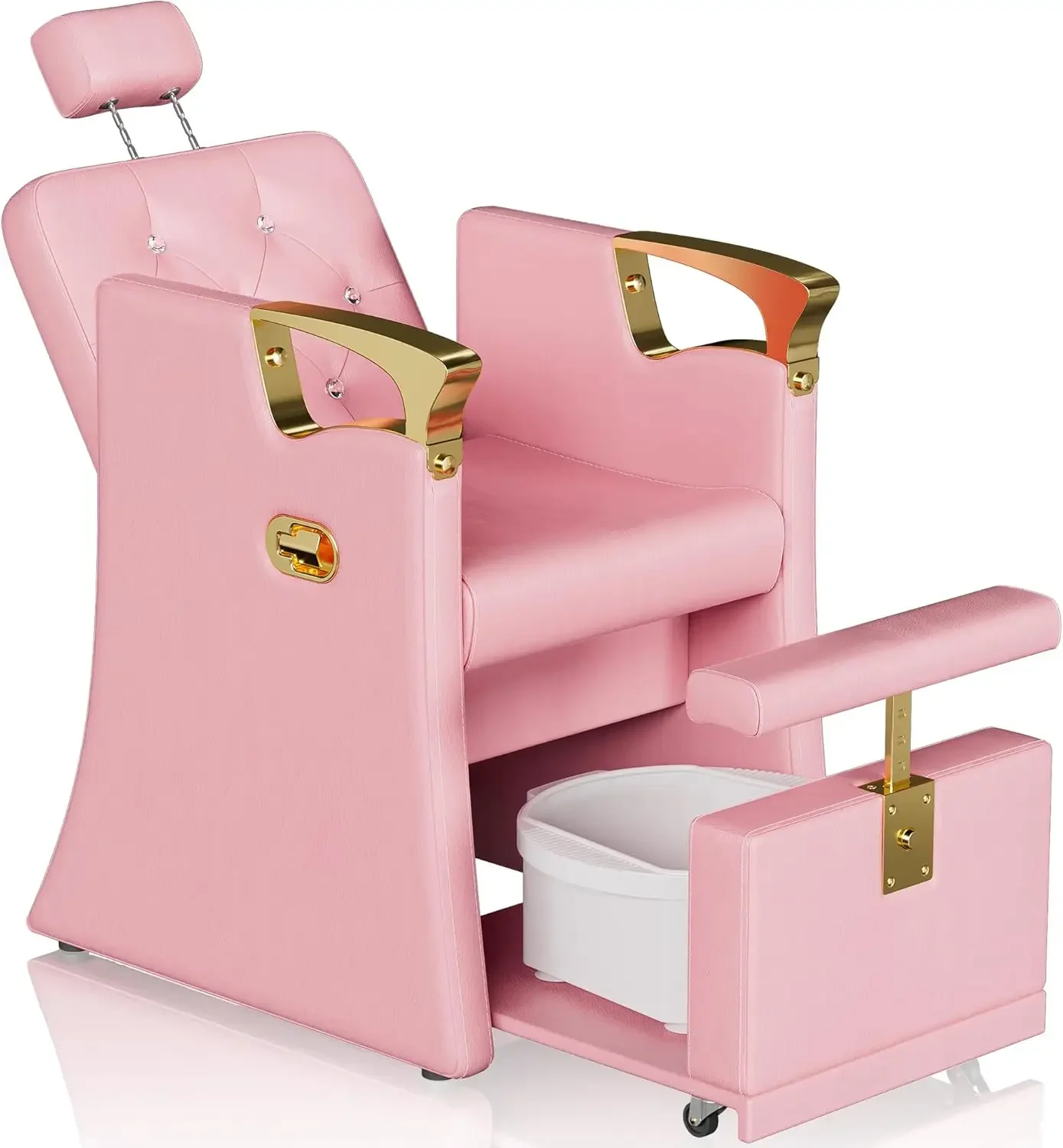 

Pedicure Station for Nail Tech, Reclining No Plumbing Pedicure Chair with Hidden Storage Platform, Lift Foot Spa Chair with Mass