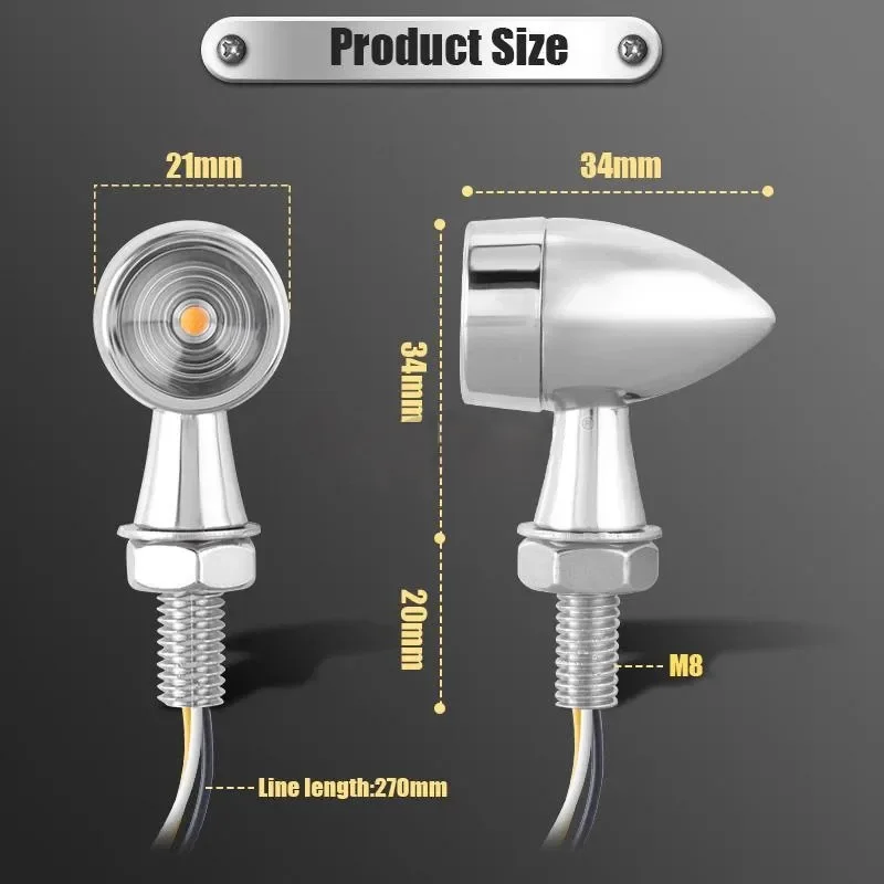 Motorcycle Turn Signal Lights LED Moto Amber Mini Bullet Flashing Lamp 12V For Harley Touring Softail Dyna Sportster XL883