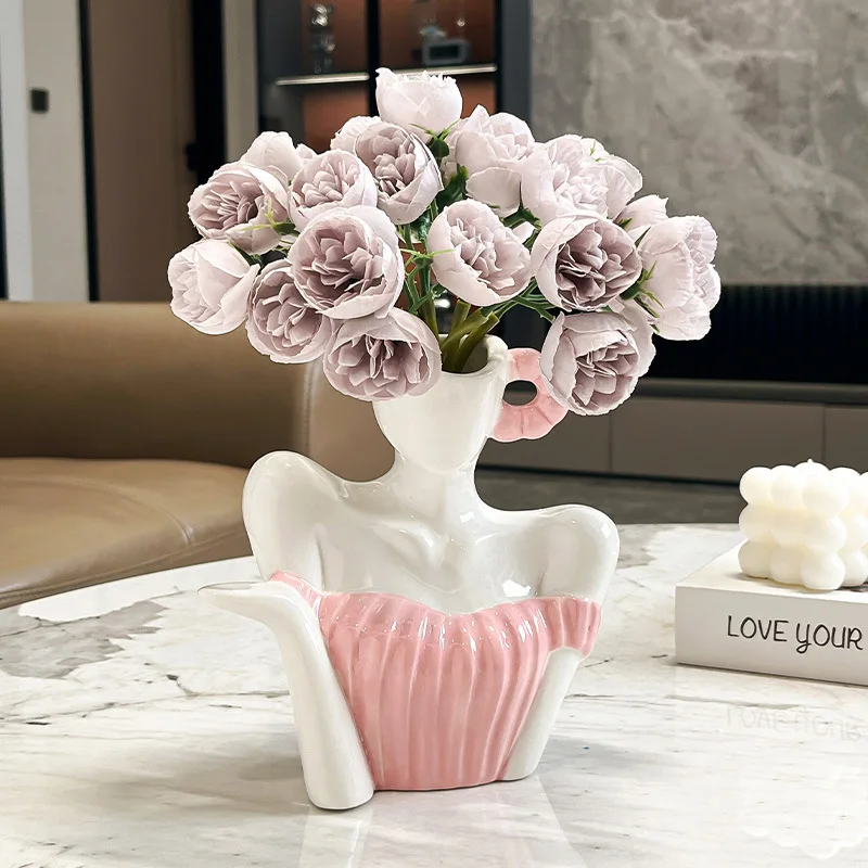 Ceramics Vase Unusual Shape Vases Modern Aesthetic Ikebana Flowers Planters Elegant Household Table Center Glass Ornaments