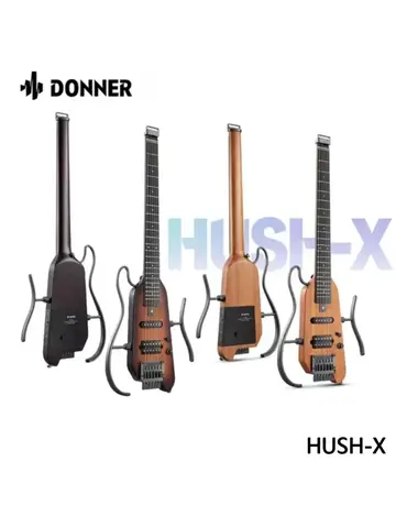 Donner HUSH-X Headless Silent Acoustic Electric Travel Guitar Removable Frames Ultra Light Mahogany Solid Body HUSH X