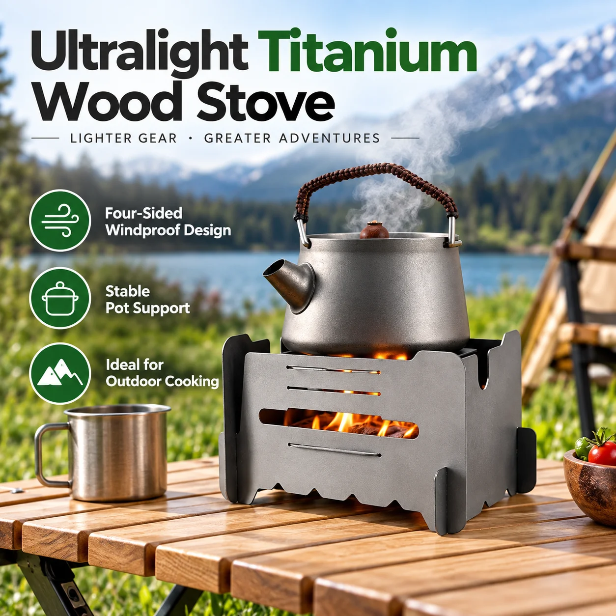 Ultralight Ti97 Titanium Wood  - огляд і ціна Ultralight Titanium Wood Stove Backpack