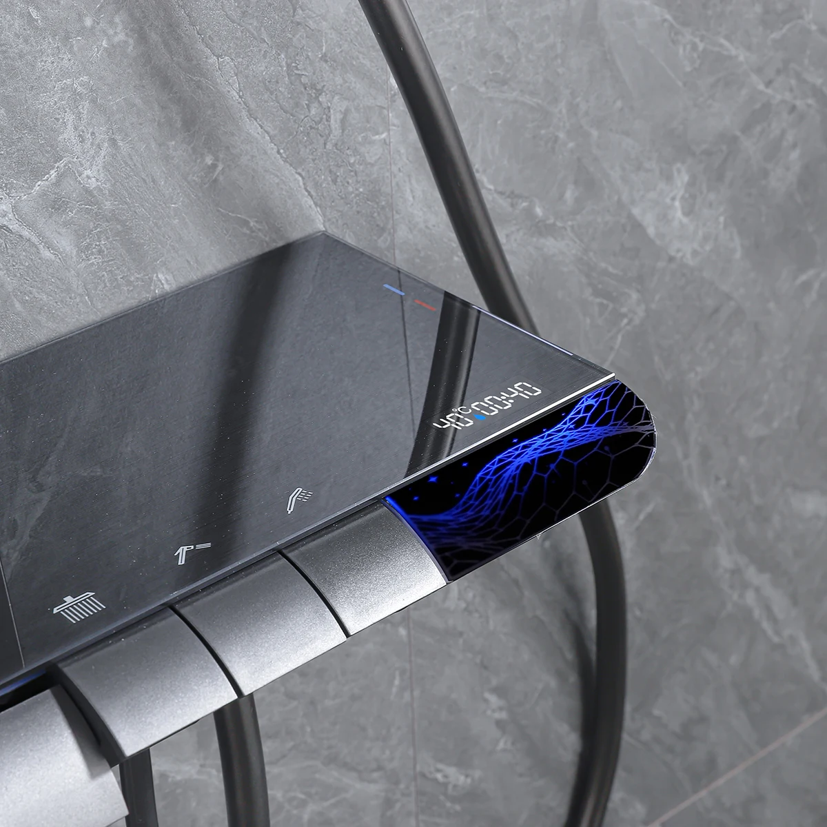 スパウエストスプレーデジタルバスルームシャワーセットアンビエント照明ホットコールドデジタルバスルームシャワーシステムレインフォールシャワーヘッド蛇口