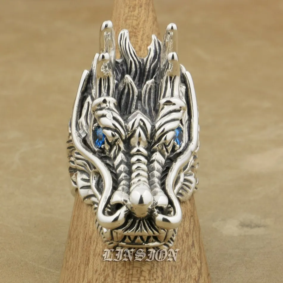 CZ Eyes 925 Sterling Silver Huge Dragon Ring 9D110 US Size 8 to 15