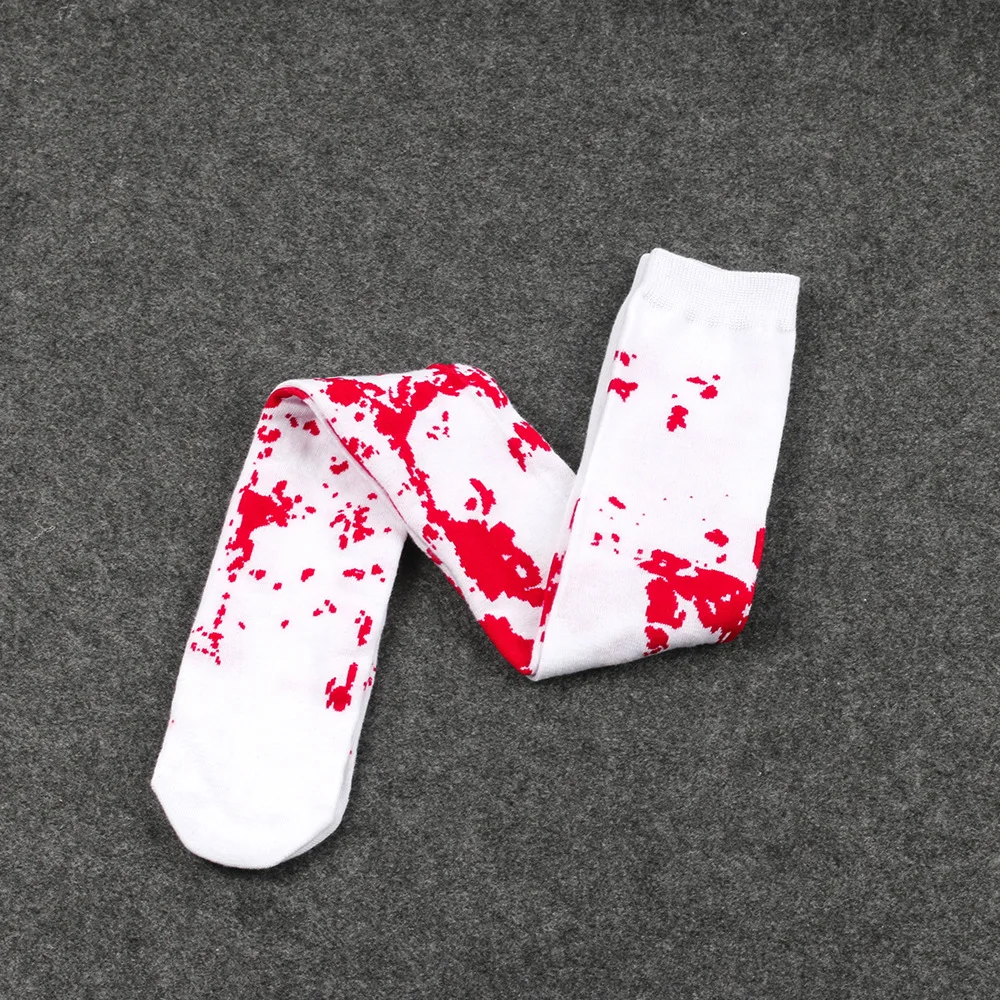 Good-looking Holiday Costume Party Skull Stockings Cool Girls' Style Black Solid Color Cartoon Bat Sock Halloween Bleeding Socks