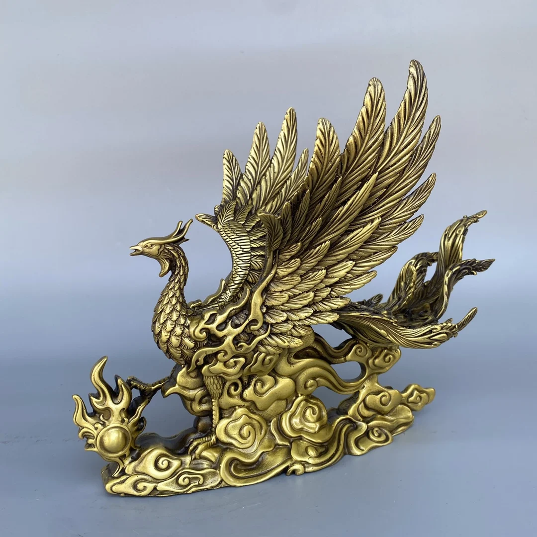 New Phoenix Pure Copper Desktop Statue - Exquisite Craftsmanship, Hefty Feel, High Cost-Performance Decoration