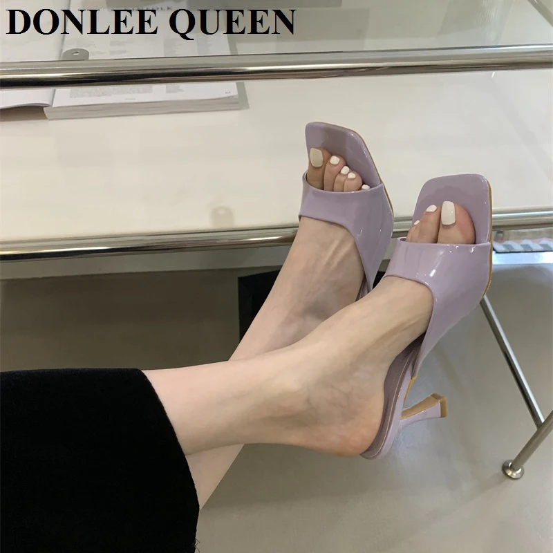 New Brand High Heels Slippers Women Slip On Slide Elegant Mule Shoes Women Sandal Leisure Slipper Big Size 35-41 Sandalias Mujer