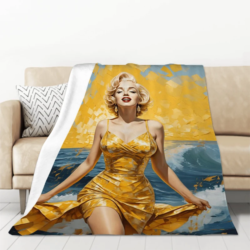 Marilyn Monroe Knee Blanket Fluffy Individual Blankets for Decorative Sofa Catnap King Lid Microfiber Bedding Throw Fleece Soft