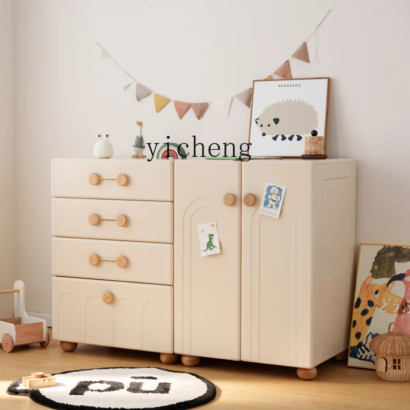 Tqh Solid Wood Children's Wardrobe Chest of Drawer Small Cabinet Locker Bedroom Baby Small Wardrobe Storage Cabinet