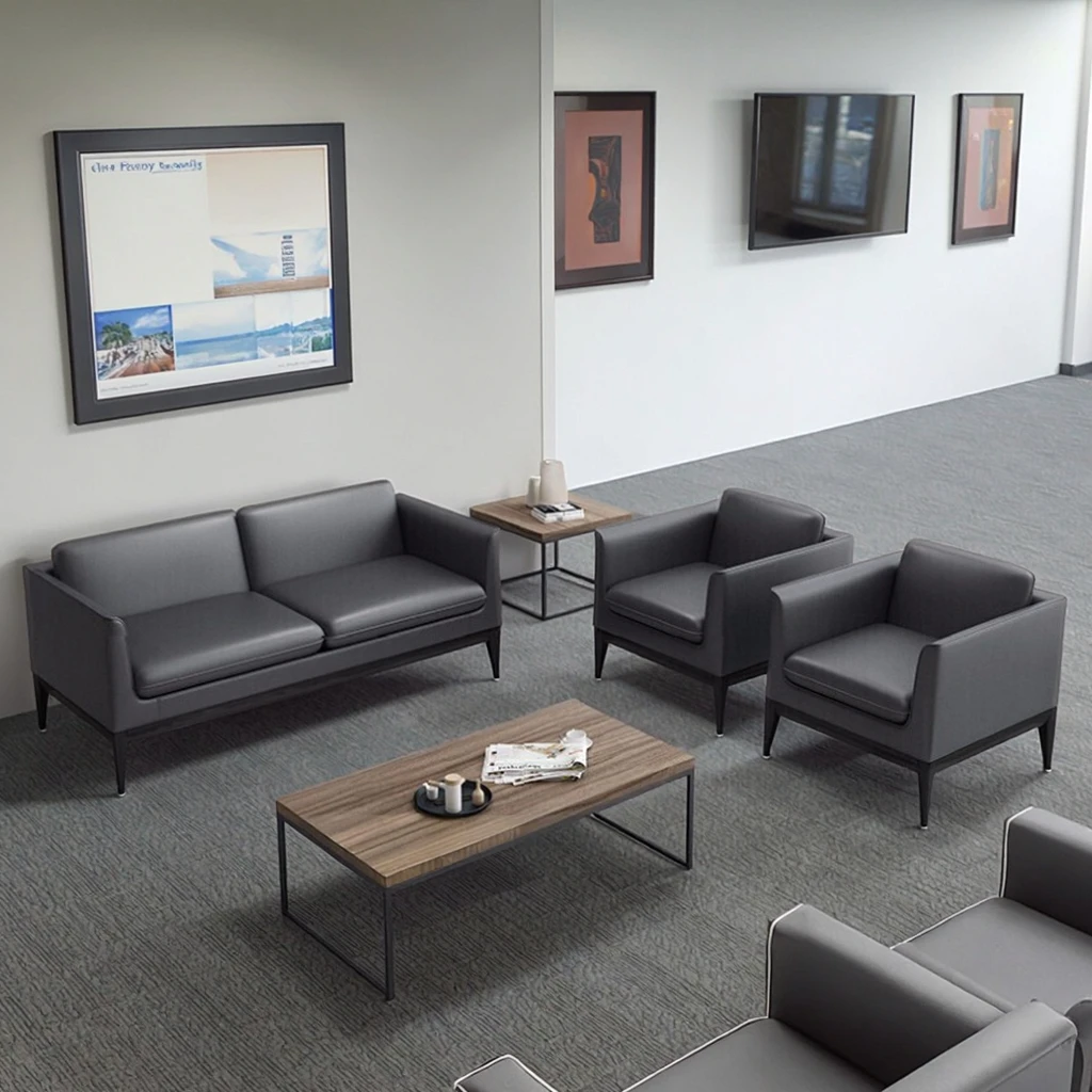Modern PU Leather Office Sofa Set-Eco-Friendly Durable Commercial Furniture for Home Office Hotel Hospital Workshop Living Room