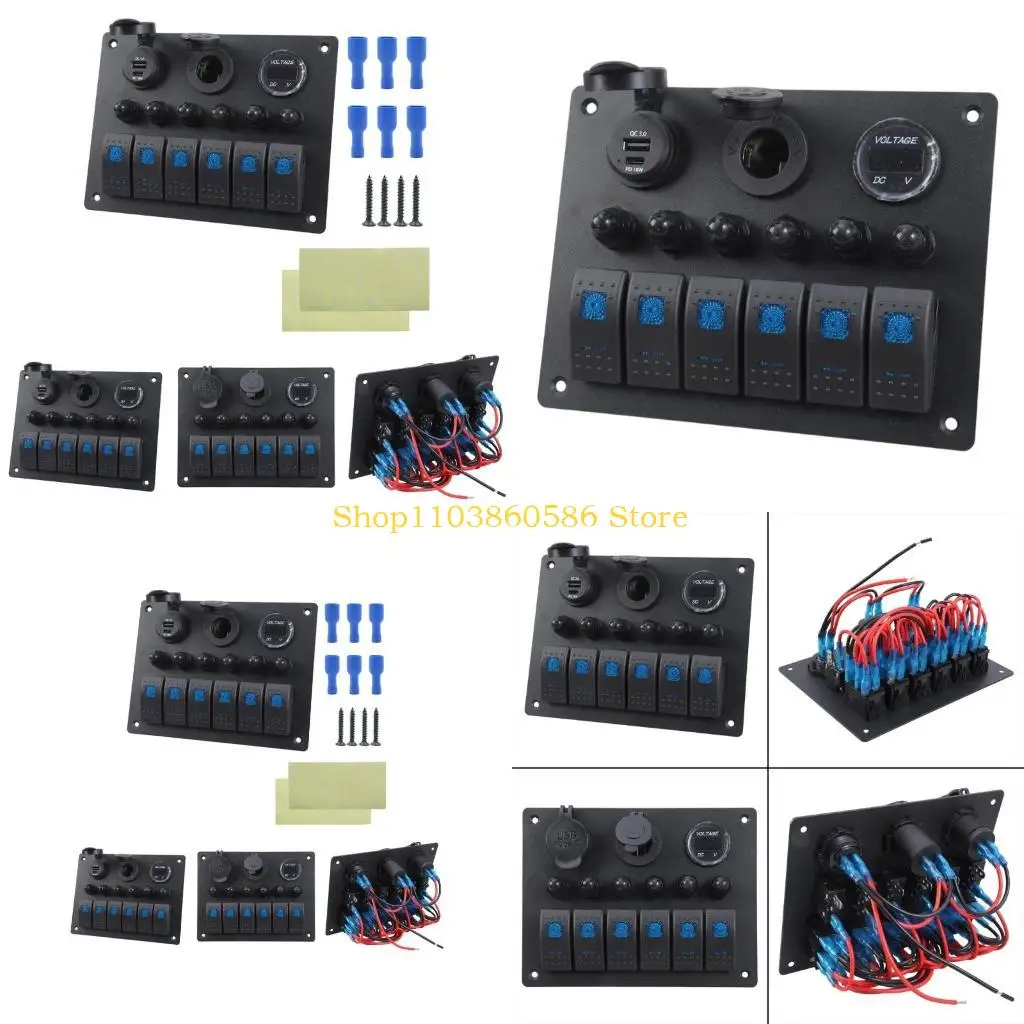 

242A Waterproof 6 Gang Switches Panel Marine Vehicle Switches Panel Quick Fixing
