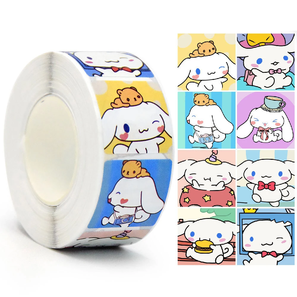 

500pcs/Roll Kawaii Cinnamoroll Cartoon Sealing Stickers Sanrio Anime DIY Laptop Decals Aesthetic Decoration Sticker Reward Gifts