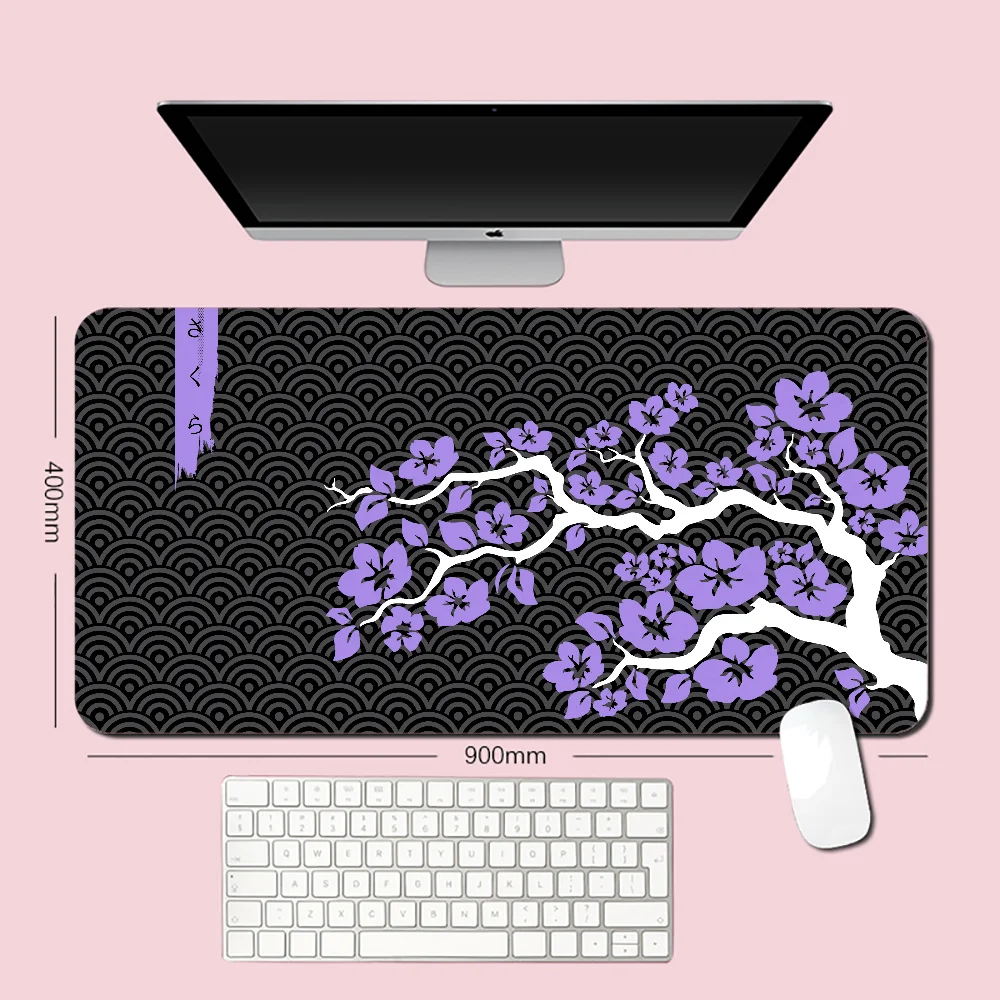 

Sakura Japanese Cherry Blossom Mouse Pad Gamer XL Home New HD Mousepad XXL waterproof Rubber Keyboard Mats Violet Anime Mice Pad