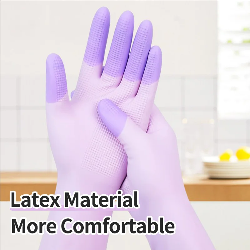 Waterproof Latex Cleaning Gloves Non Slip Grip Reusable for Dish Washing Kitchen Bathroom Household Laundry and Garden Use