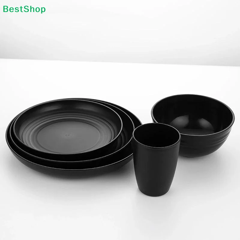 16Pcs Unbreakable Plastic Dinnerware Set | Microwave & Dishwasher Safe Plates Bowls Cups | Heavy Duty Home/Commercial Use