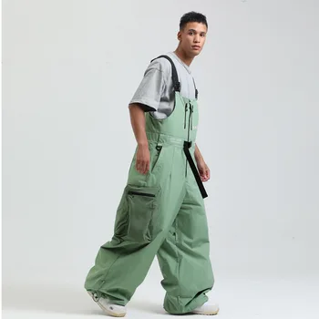 Gsou-男性と女性のための防水スキーパンツ、サスペンダー、暖かい雪のズボン、屋外、男性と女性、ルーズスノーボードパンツ、新しい