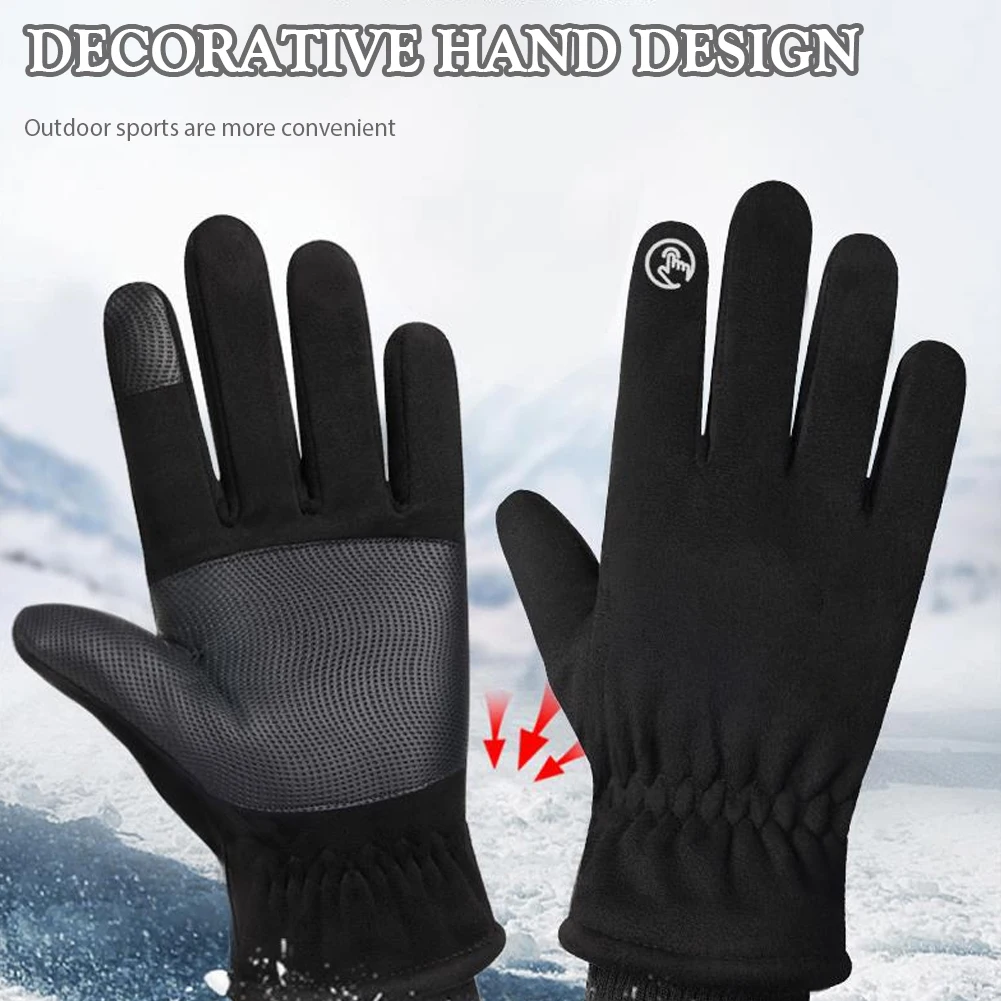 Winter Thicken Warm Gloves Man Outdoor Cycling Motorcycle Gloves Cold Resistant Touch Screen Sports Riding Skating Gloves Male