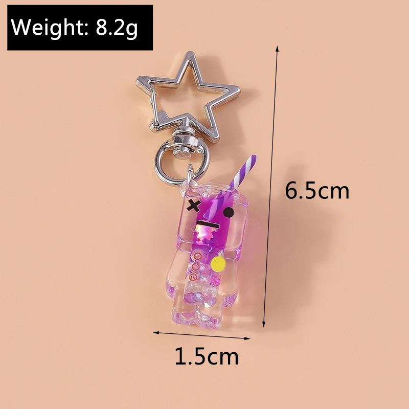 Creative Resin Simulation Drink Bottle Keychain Luminous Emotion Key Ring Pendant for Men Women Handbag Decor Jewelry Gifts