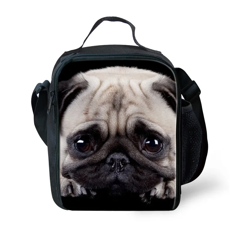 2025 Portable Girls Lunch Bag Pug Dog Bag Thermal Insulation Bags Travel Picnic Food Lunch Box Bag for Women Girls Kids Adults